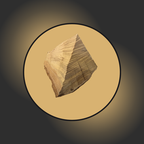 BlackSellig Brennholzscheit Nahaufnahme eines einzelnen Scheits auf beigem Grund