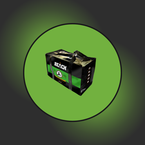 Tasche BlackSellig Beach Kokosbrikettstangen 10kg auf grünem Grund